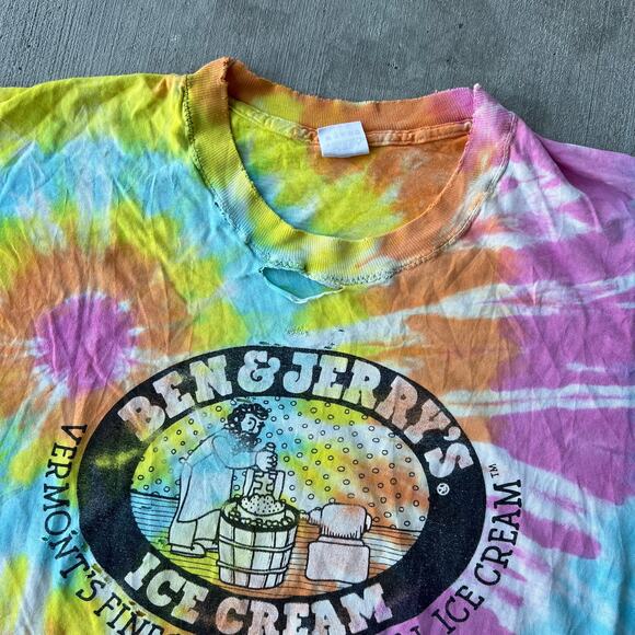Vintage thrashed* Ben & Jerry’s tie dye graphic t shirt - Picture 2 of 11